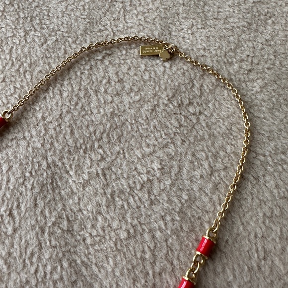 Kate Spade Necklace Gold Red Enamel - Picture 7 of 7